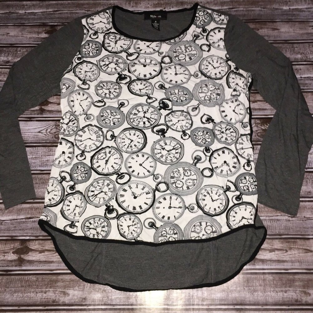 Style & Co size medium white and grey long sleeve